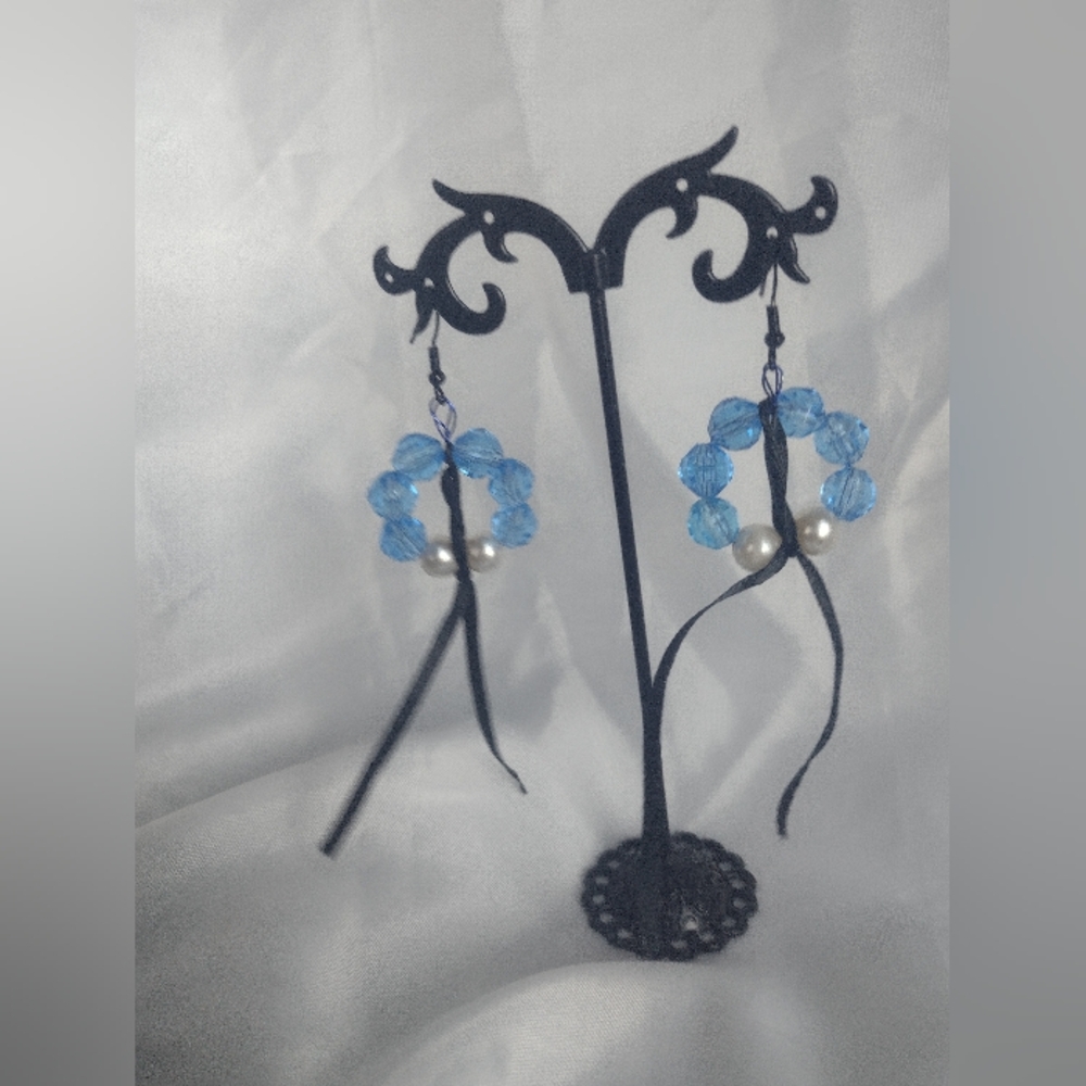 Elegant Blue Beaded Earrings